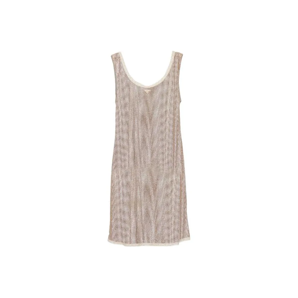 PRADA Logo Plaque Embellished Sleeveless Dress