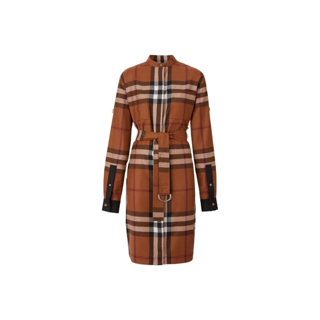 Burberry FW22 Long Sleeved Dress Women's Brown