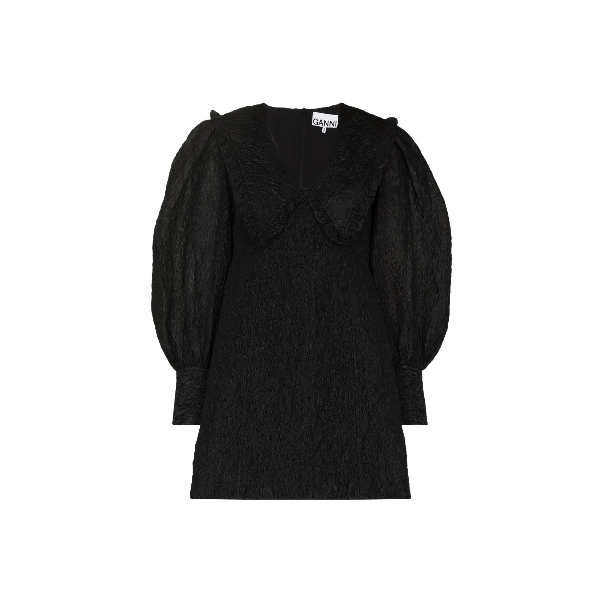 GANNI SS22 Длинное платье с длинными рукавами женское черное