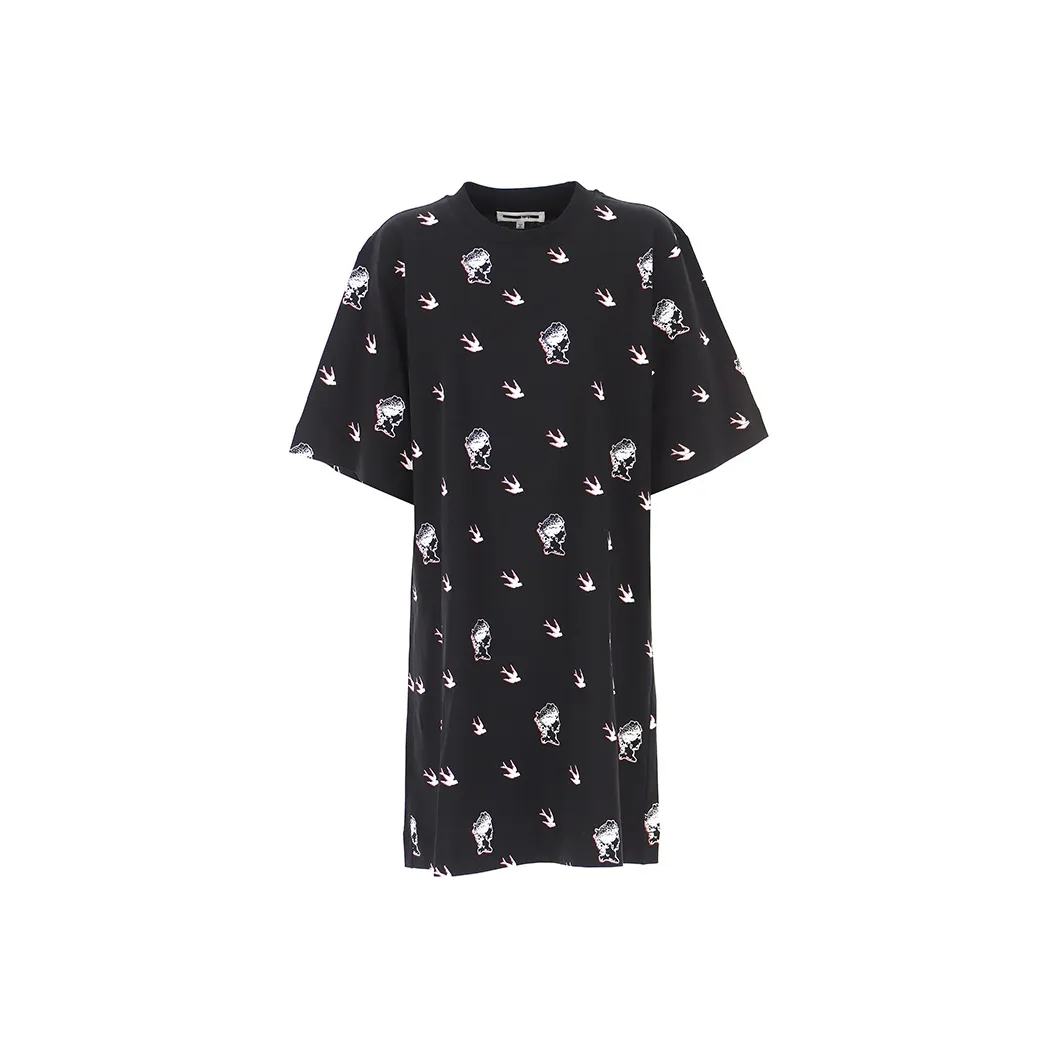 McQ Alexander McQueen Черное Женское Короткое Платье с Рукавами