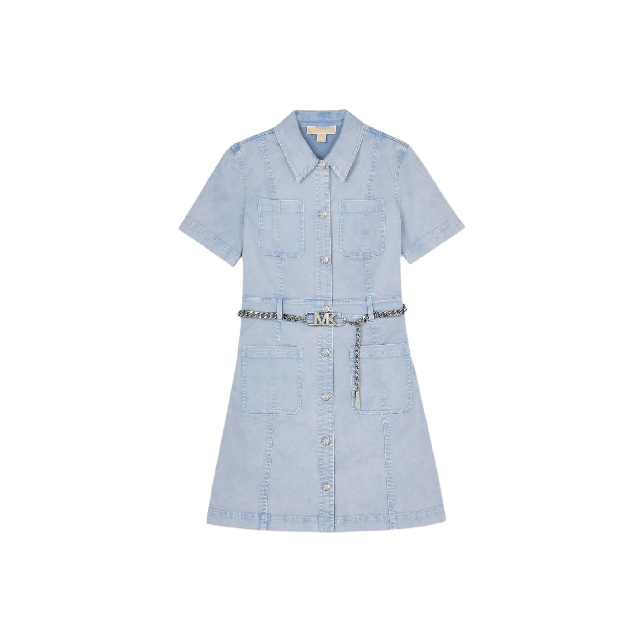 MICHAEL KORS SS24 Короткое платье с короткими рукавами женское светло-синее