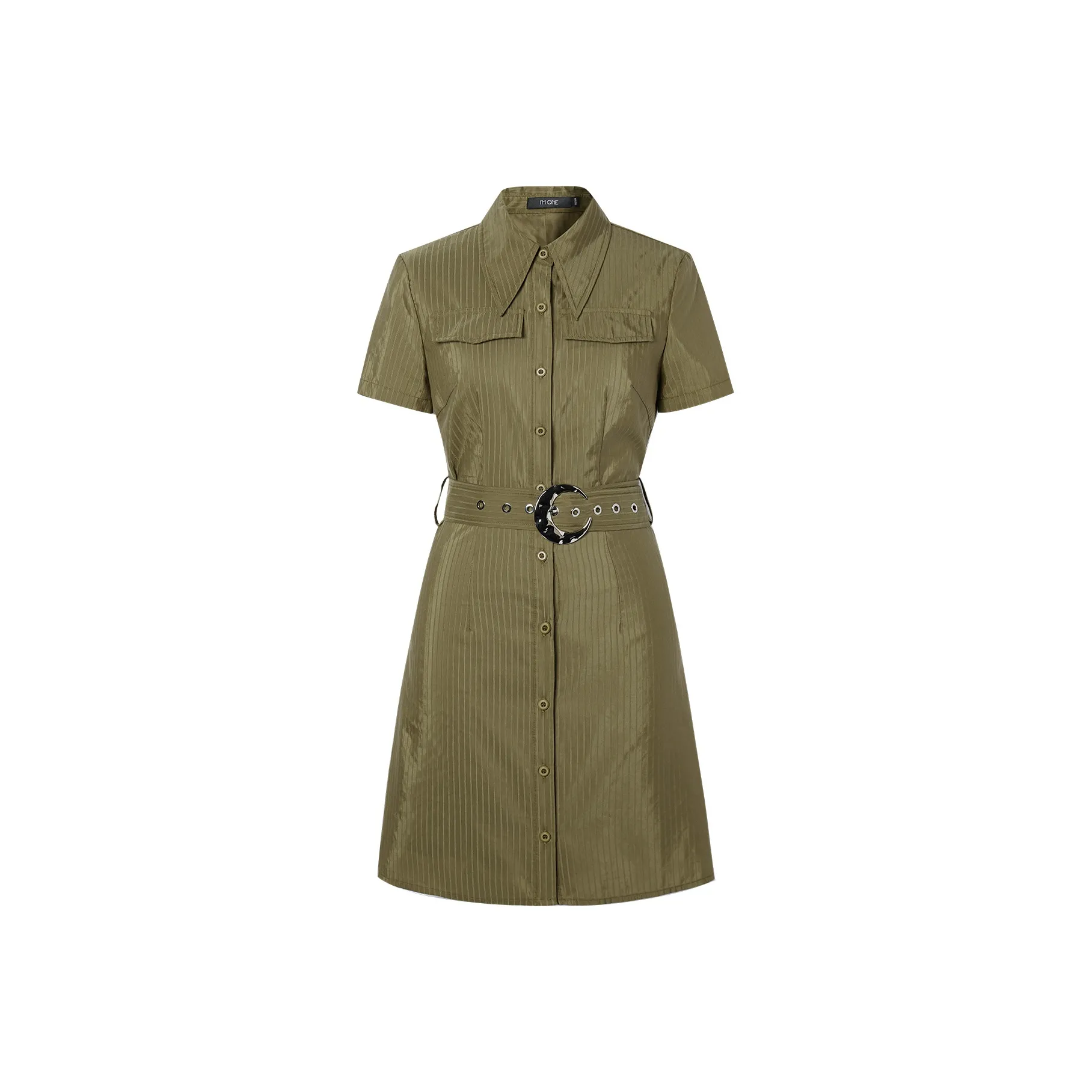 I'M ONE Армейский зеленый Женские Короткие Платья с Рукавами