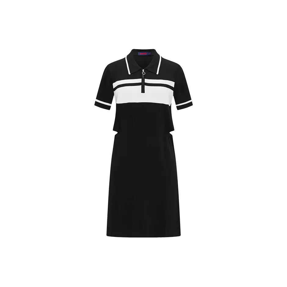 NAVIGARE Short Sleeved Dress Women's Night Black/White