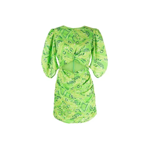RHODE Green Женские Короткие Платья с Рукавами