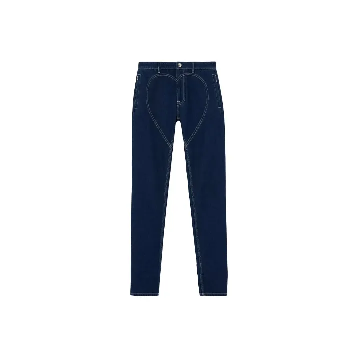 Burberry Heart Stitched Straight Leg Jeans Blue