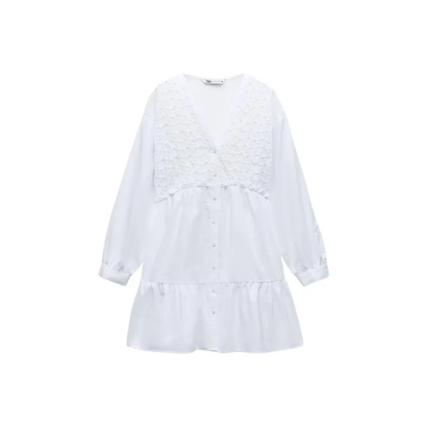 ZARA Long Sleeved Dress Women's White