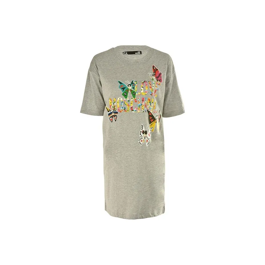 LOVE MOSCHINO Серый Женские Короткие Платья с Рукавами