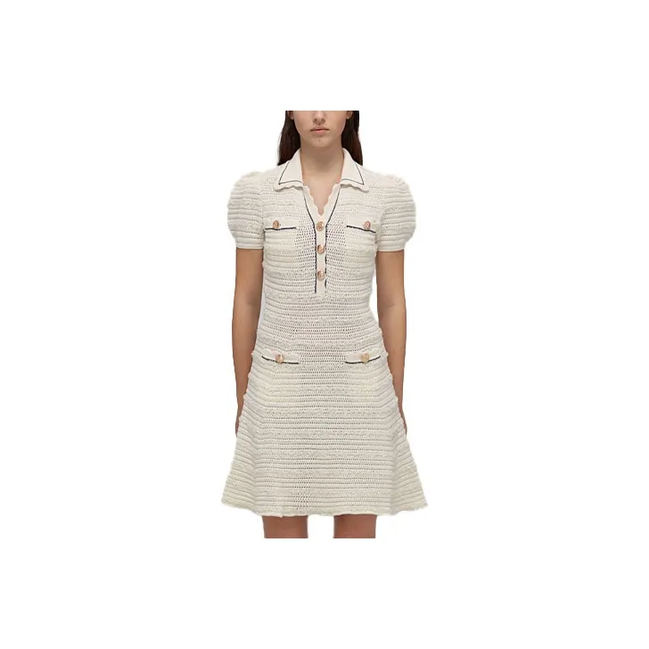 Self portrait SS22 Short Sleeved Dress Women's White