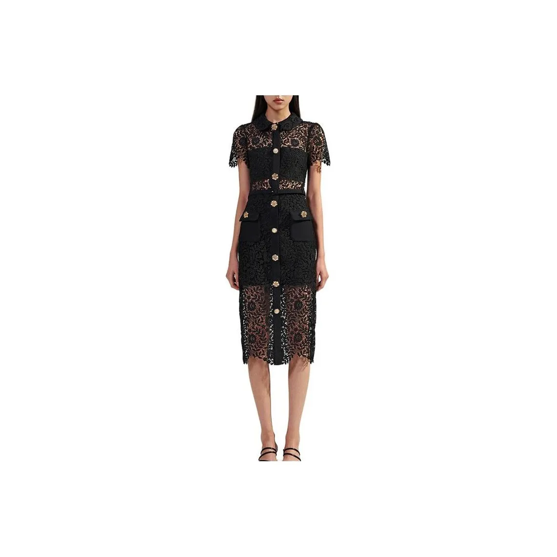 Self portrait Short Sleeved Dresses Women's Classic Black