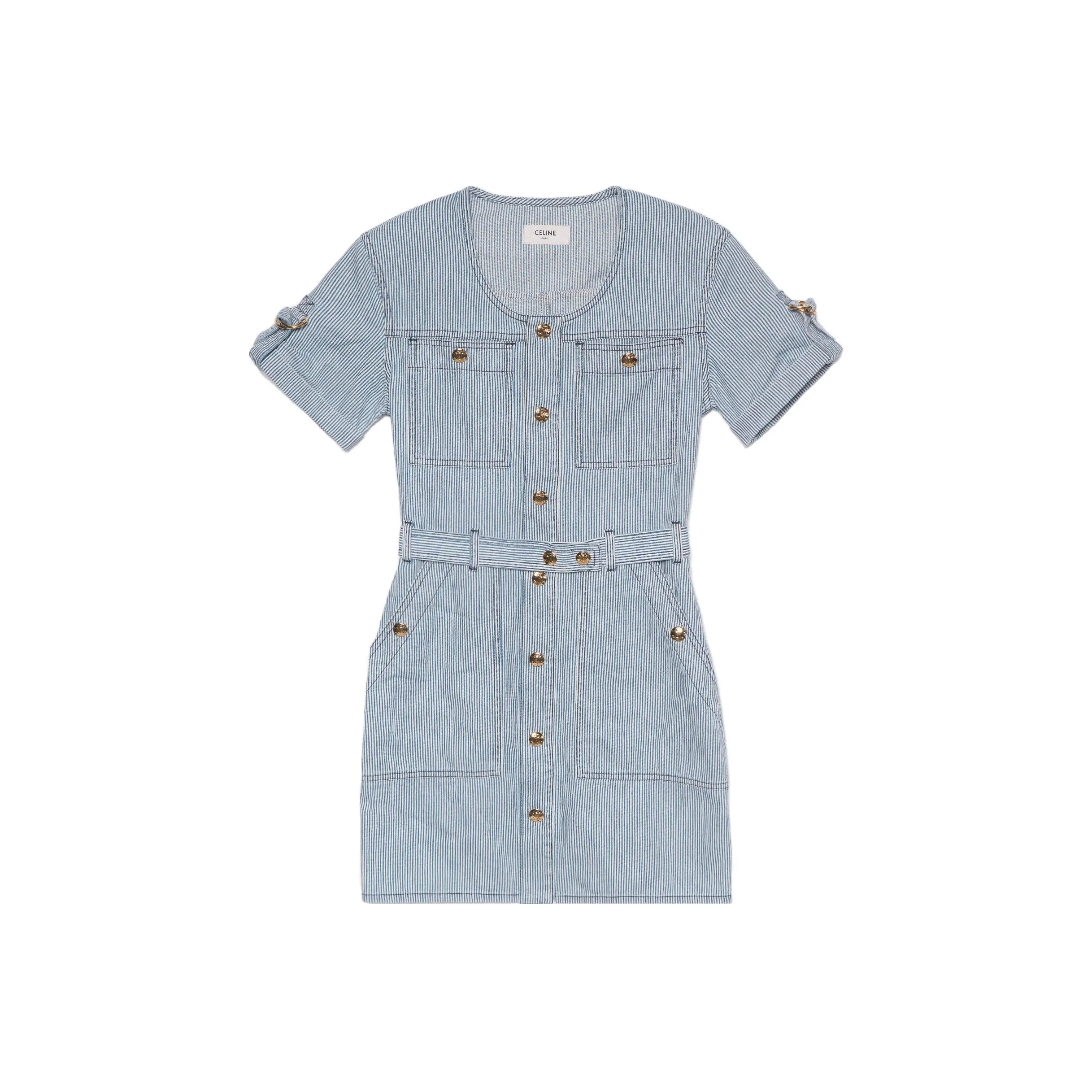 CELINE Wideneck Buttoned Denim Dress