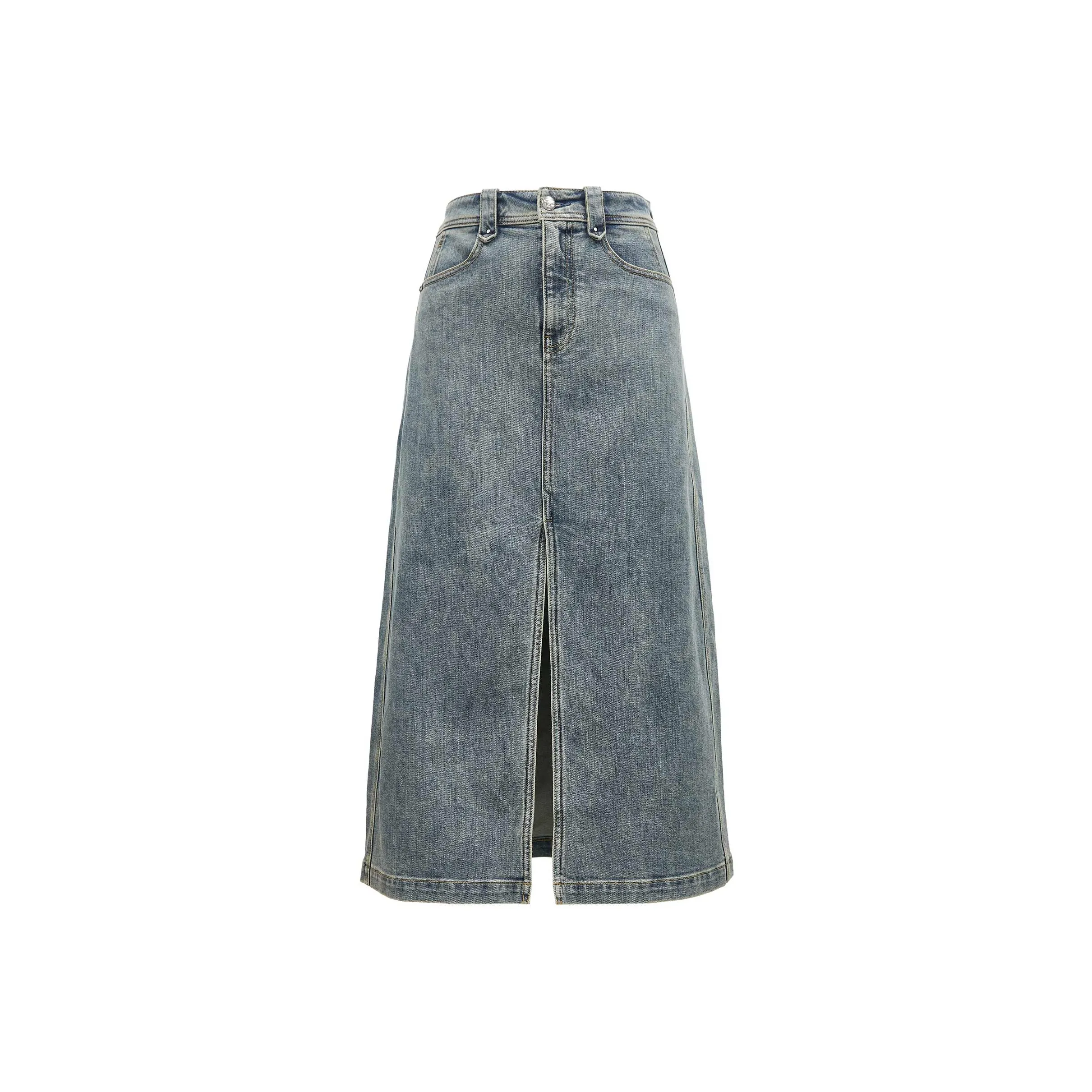 Only J33 Винтаж 350 Промытый деним Женская джинсовая длинная юбка