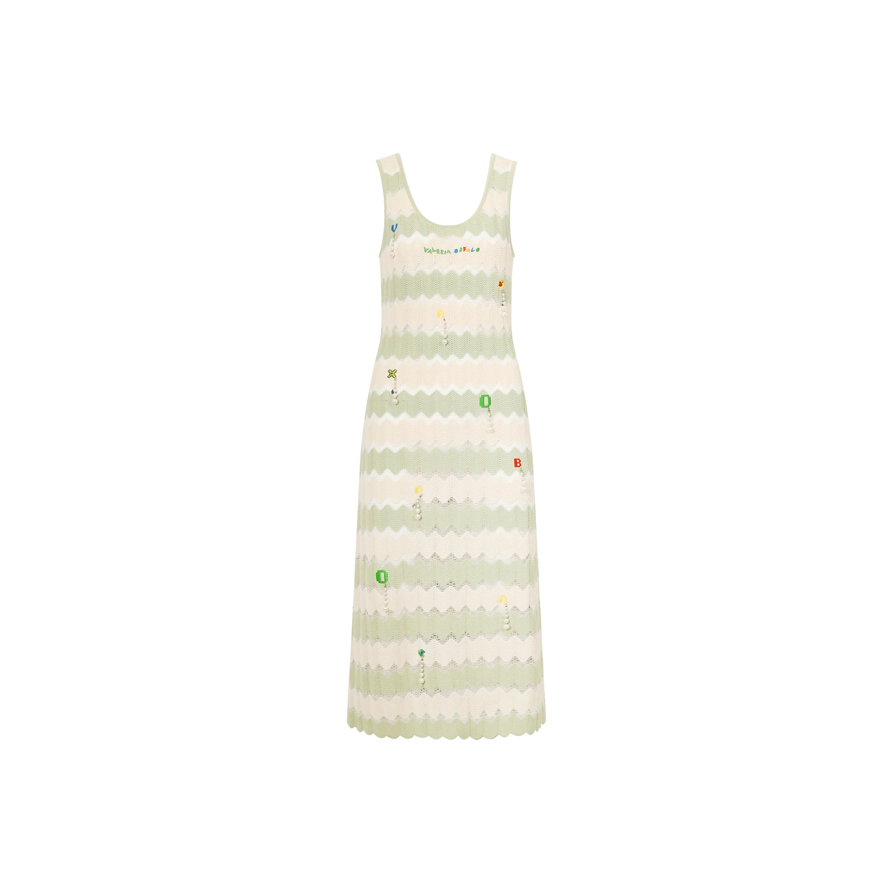 Valeria Obbaco Valeria Obbaco Fun Series Sleeveless Dress Women's White Green