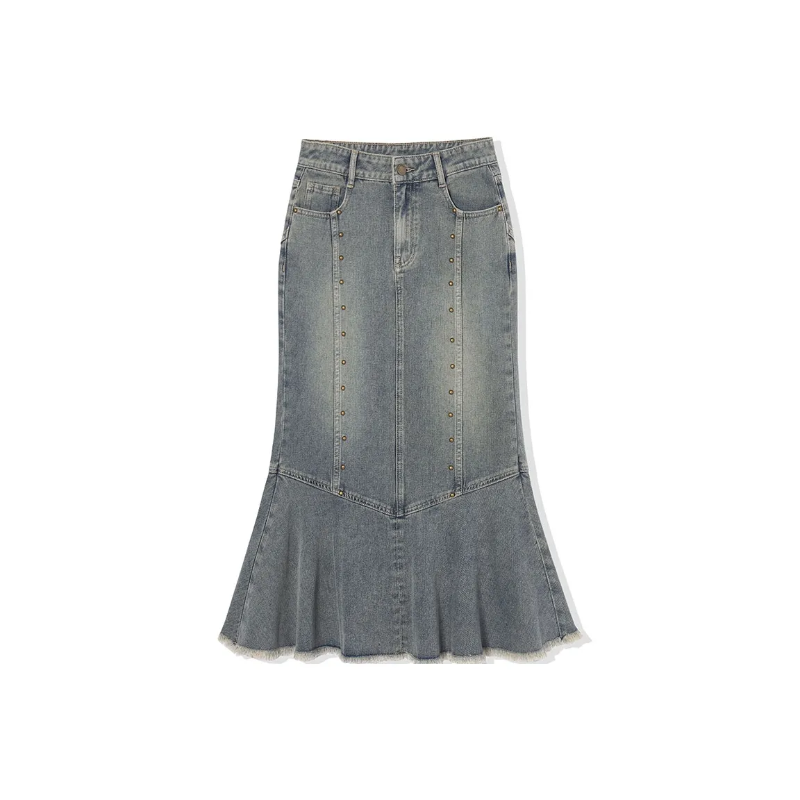 LA CRAWFISH Винтажный деним синий Женские джинсовые длинные юбки