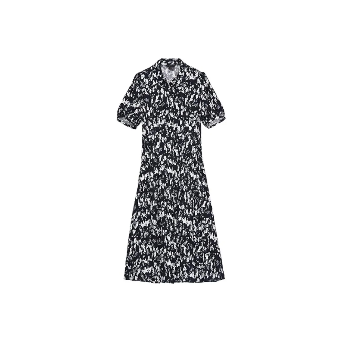 CLUB MONACO Short-Sleeved Dresses Women's Black And White Ink Wash Print