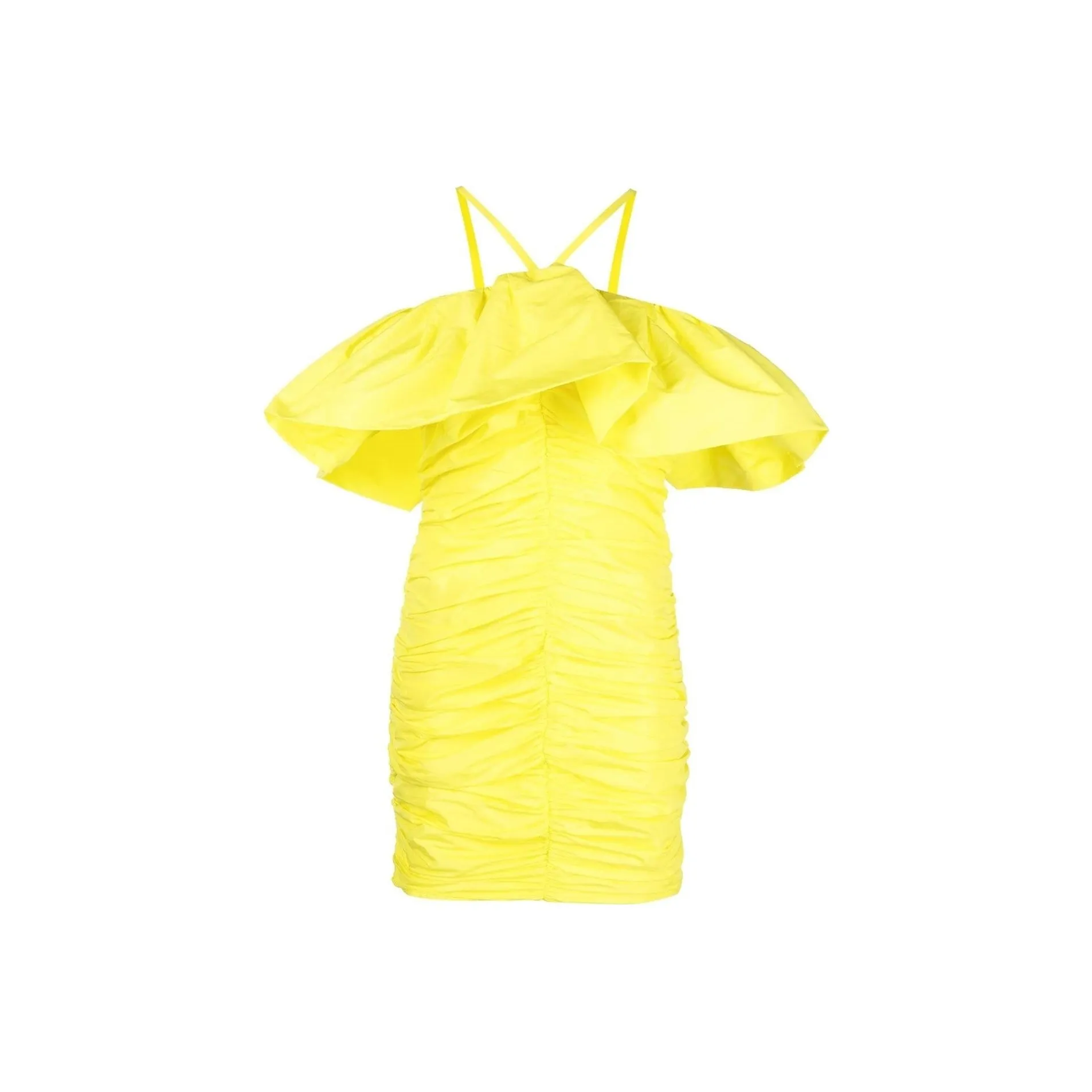 MSGM Ruched Ruffle trim Mini Dress