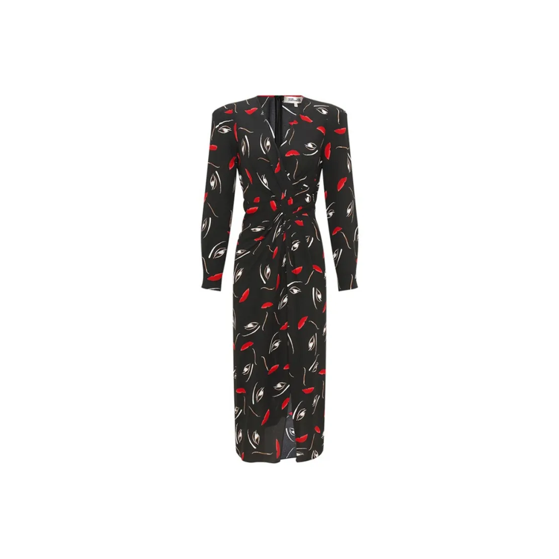 DVF Diane Von Furstenberg Длинное платье с длинными рукавами женское черное