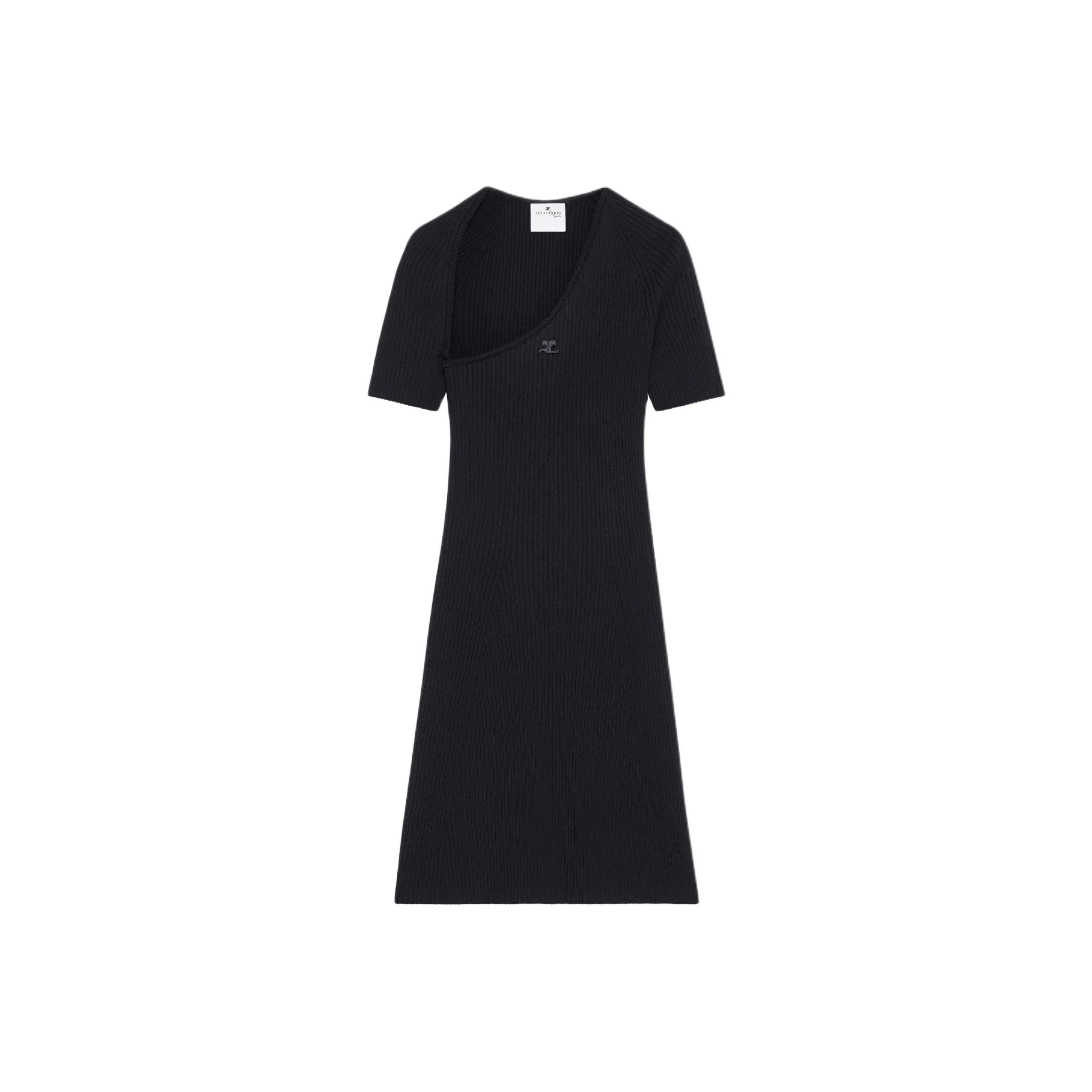 Courrèges Mini Slash Rib Knit Flared Dress
