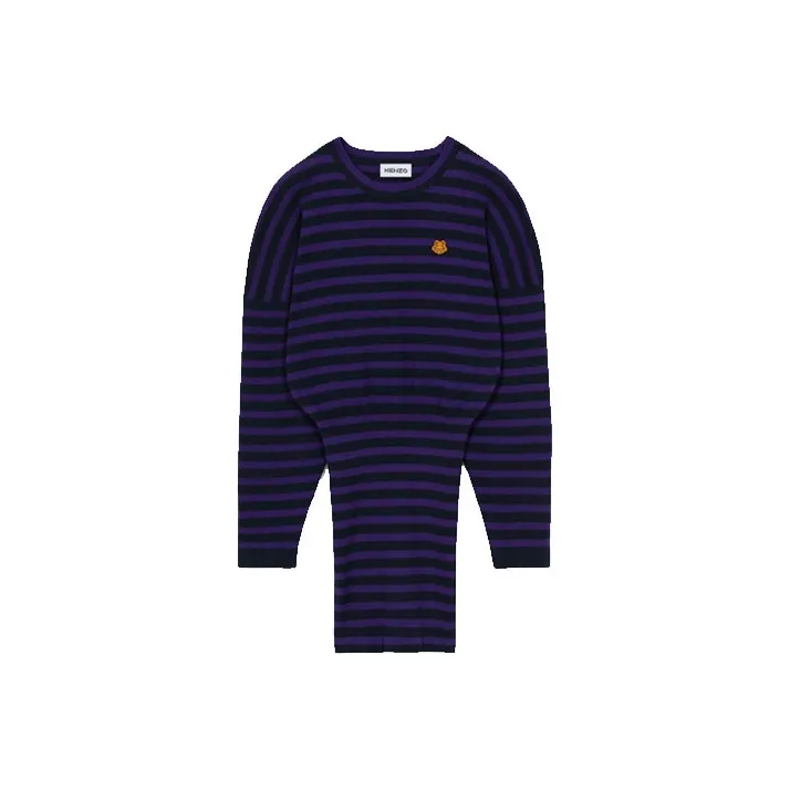 KENZO Logo Patch Striped Mini Dress