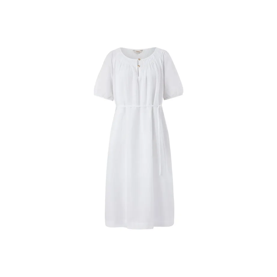 E.land Short Sleeved Dress Women's Ivory White