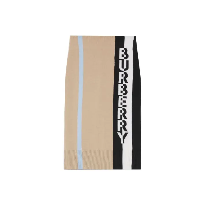 Burberry Leather Long Skirts Women's Beige