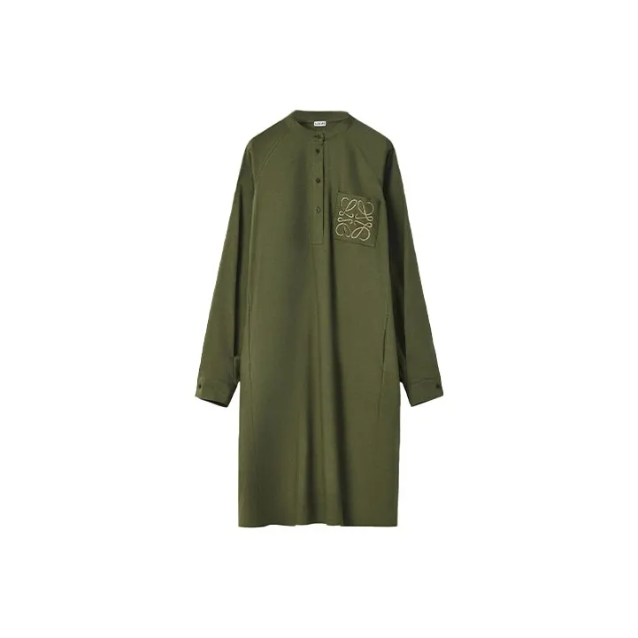 LOEWE Anagram Long Sleeved Dresses Women's Green