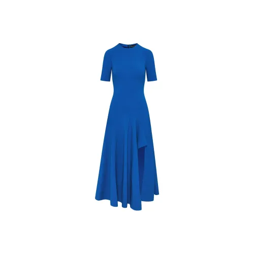 Oscar De La Renta Blue Женские Короткие Платья с Рукавами