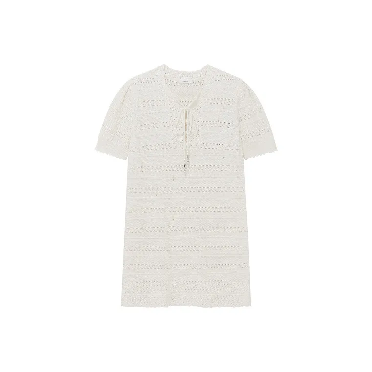 d'zzit Короткий рукав Платье Женское Белое