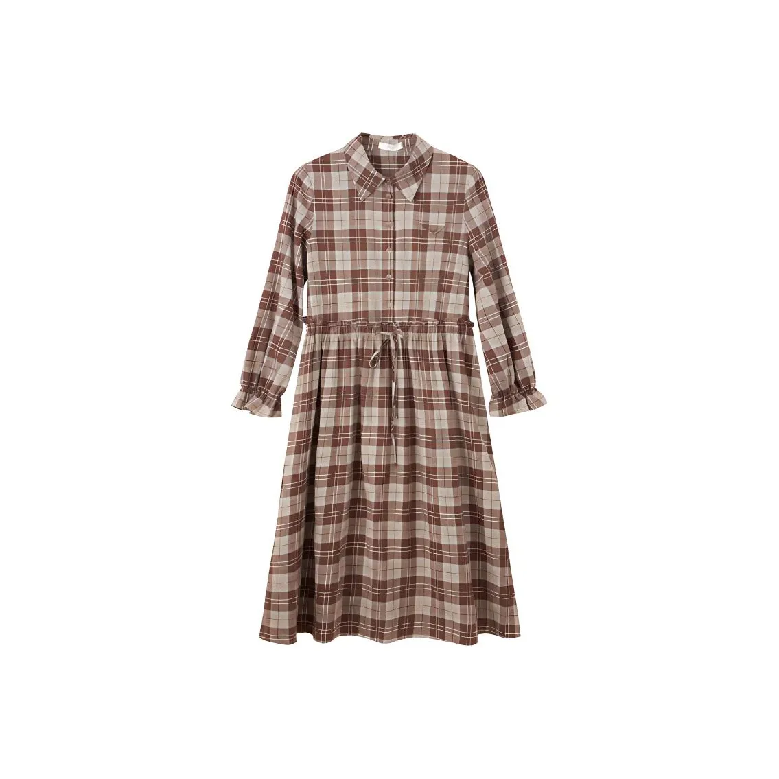 Fragment Long Sleeved Dress Women's Dark Coffee