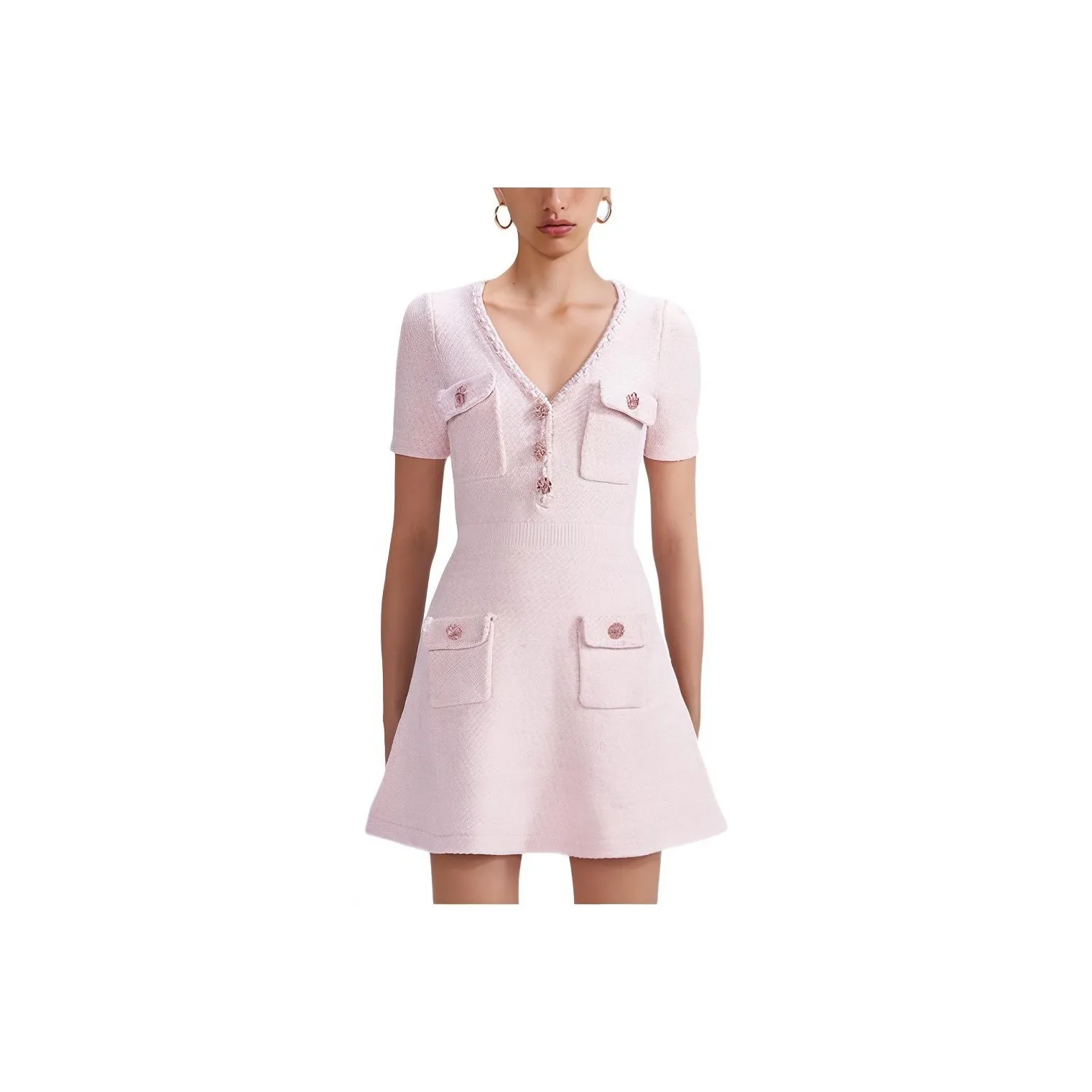 Self portrait Chinese New Year Short Sleeved Dresses Women's Pink