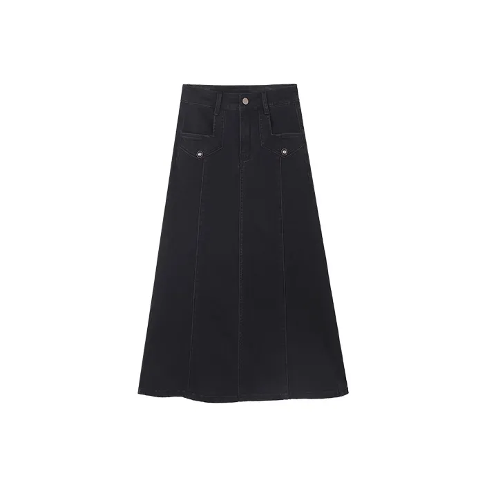 HIPPIEMISS Denim Long Skirt Women's Black