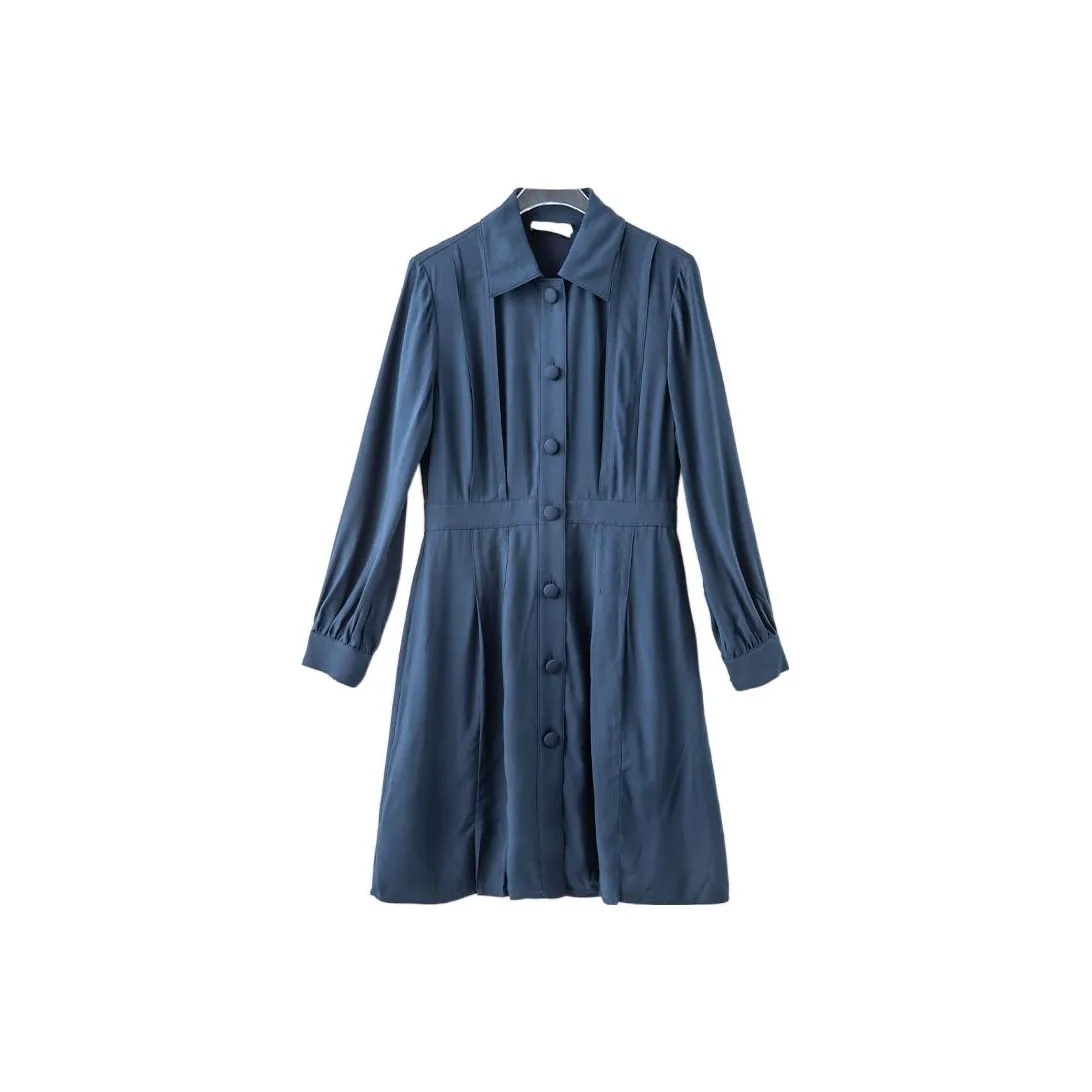 COACH Темно-синий Женские Длинные Платья с Рукавами