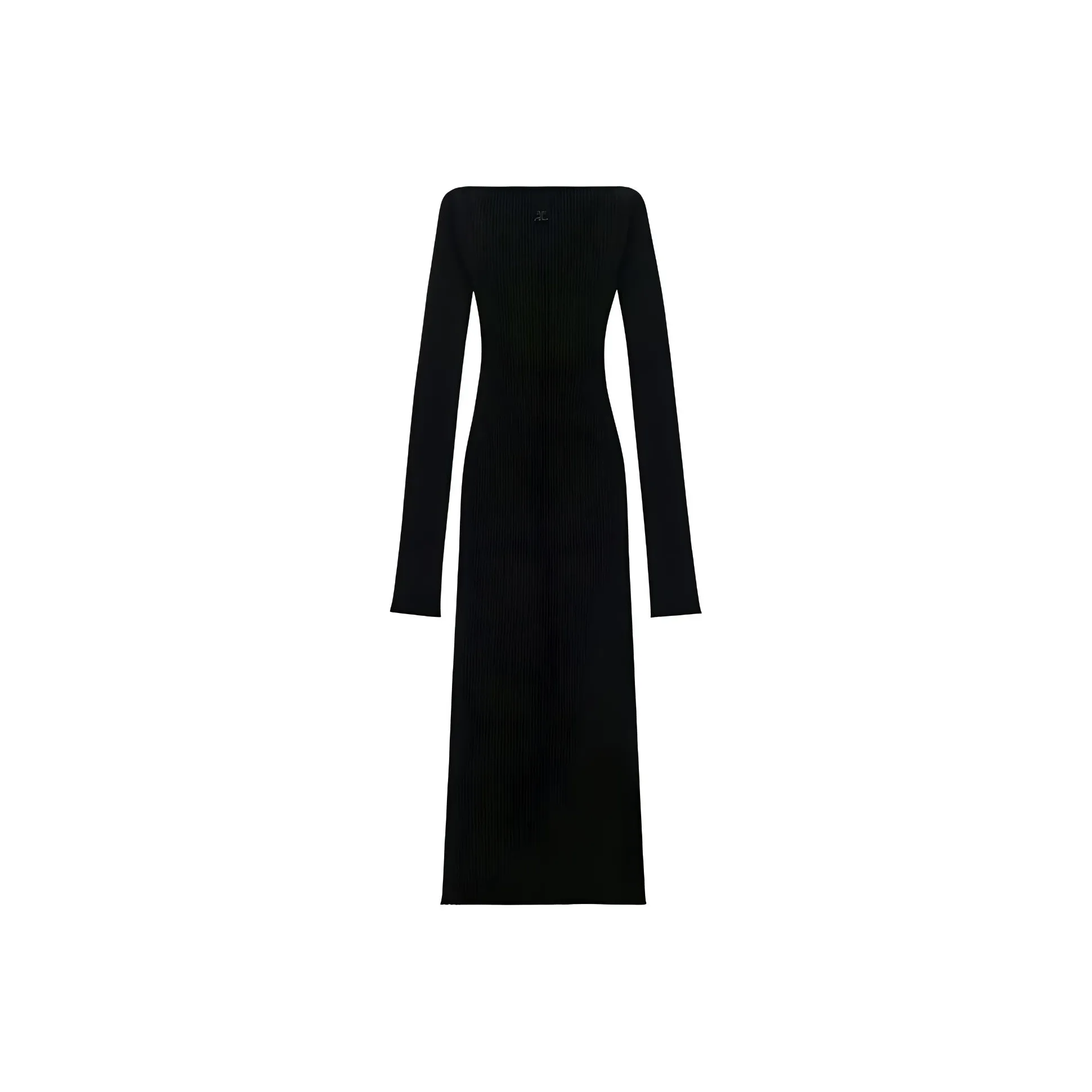 COURREGES Shoulers Rib Knit Long Dress