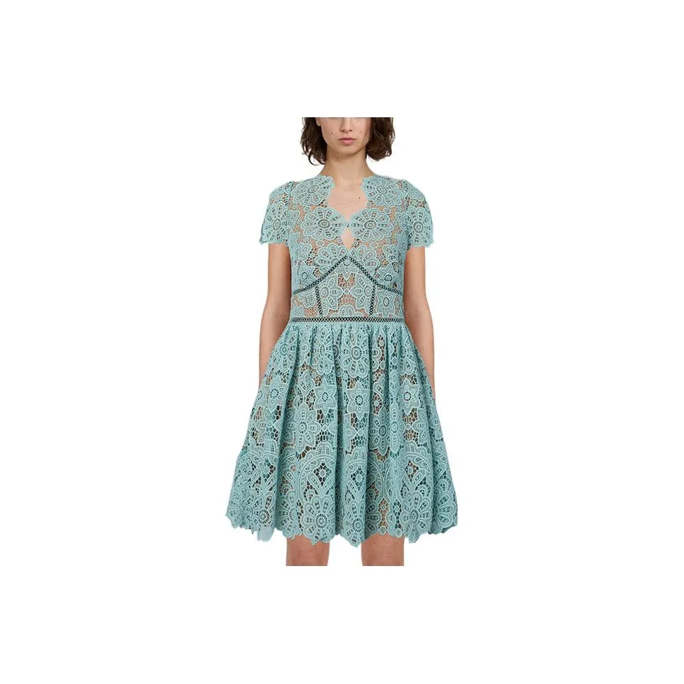 Self portrait Short Sleeved Dress Women's Misty Blue