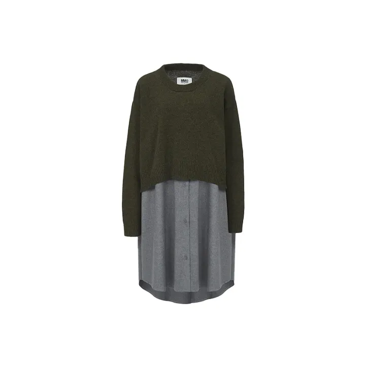 MM6 Maison Margiela Long Sleeved Dresses Women's Gray
