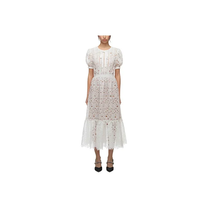 Self-portrait Short-Sleeved Dresses Women's White