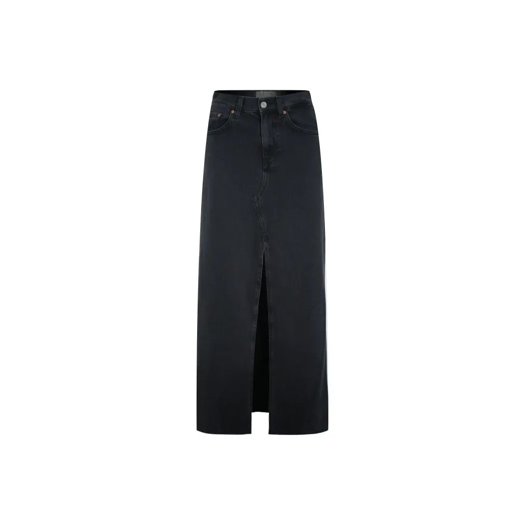 Little Pull Деним Длинный Юбка Женские Черный