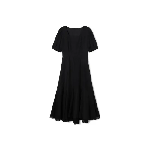 TKY SHOP Элегантное черное женское короткое платье с рукавами