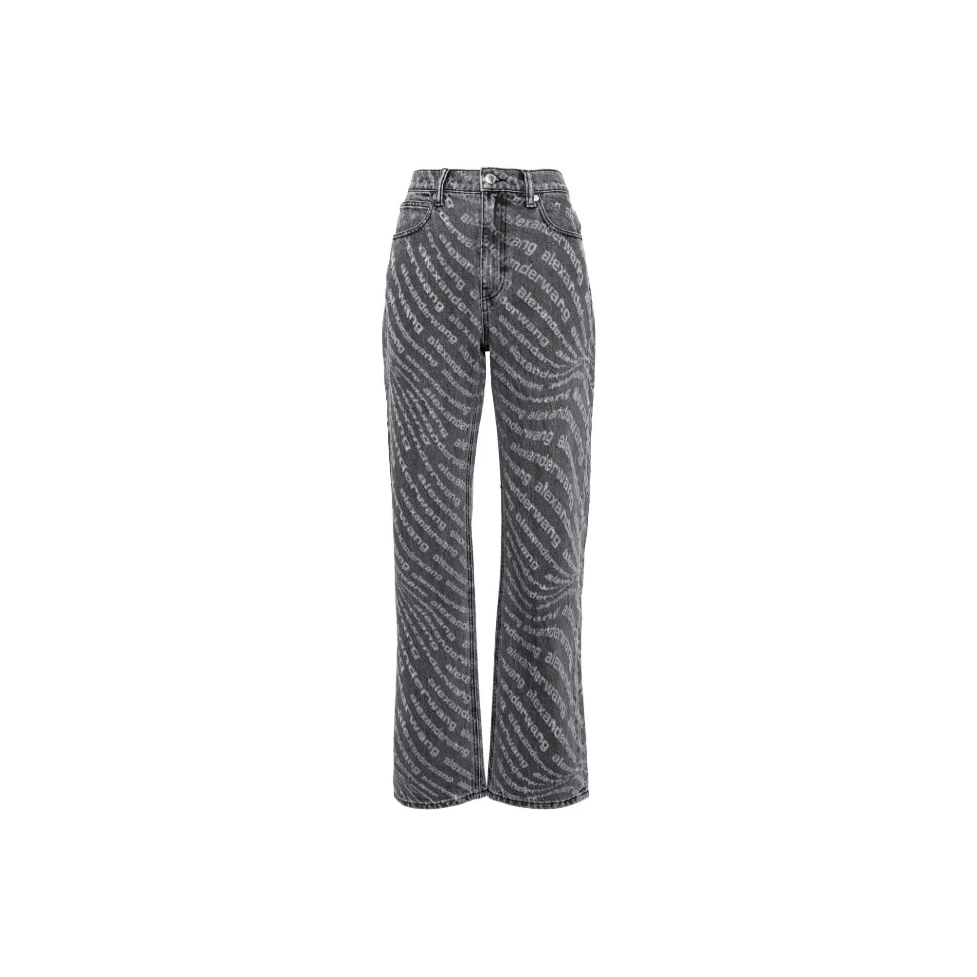 Alexander Wang Ez Logo Newsprint Mid Rise Jeans