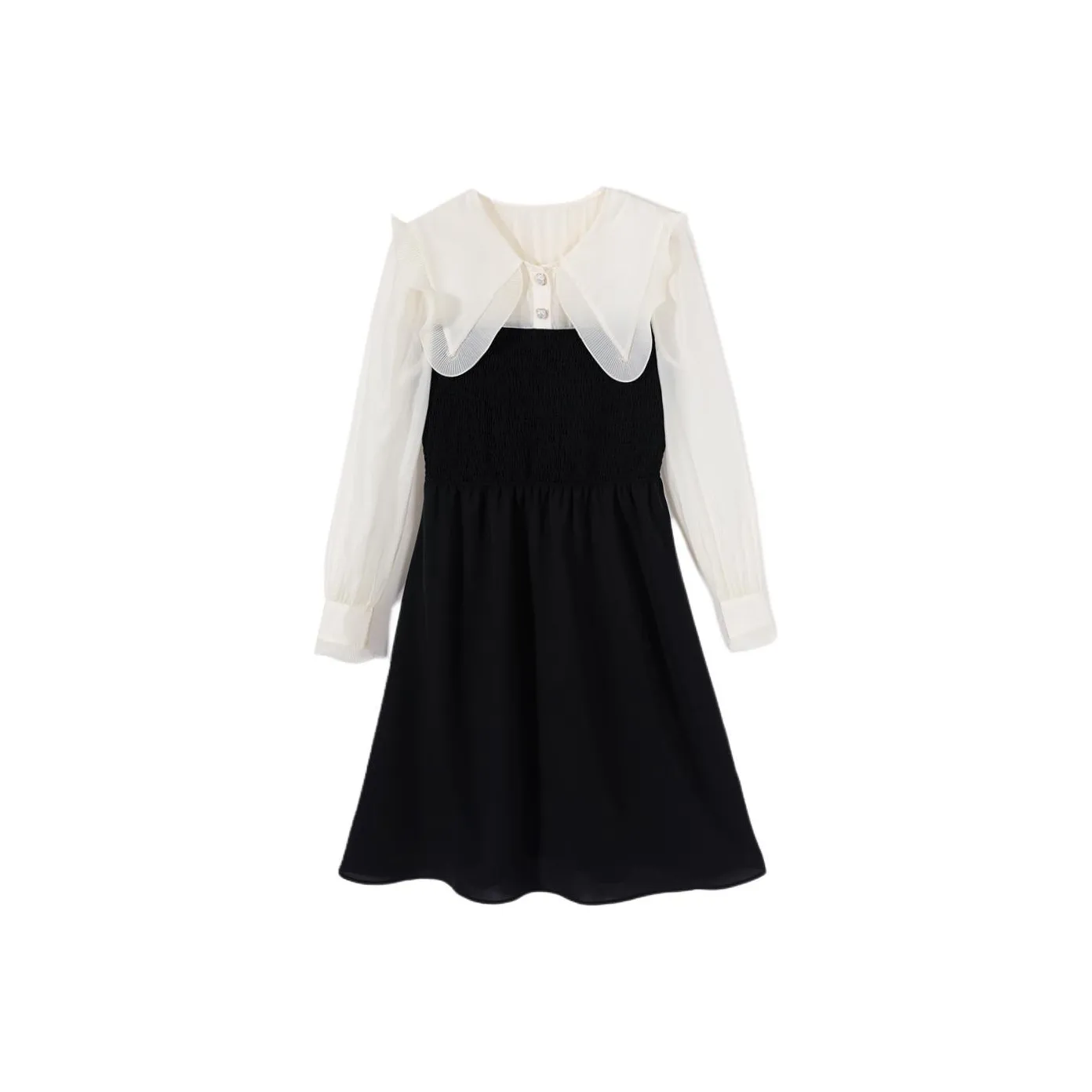 EICHITOO Длинное платье с длинными рукавами женское черная отделка