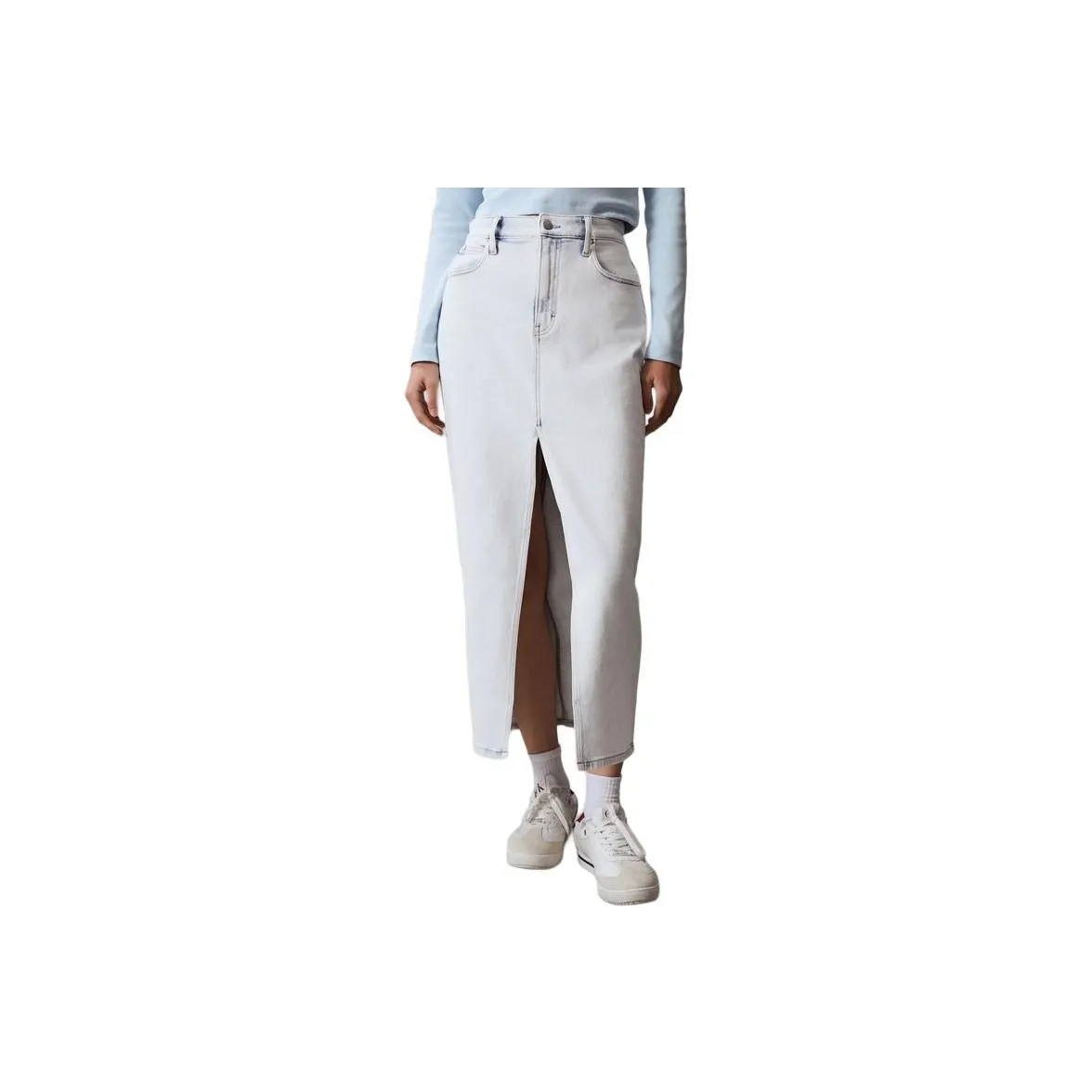 CALVIN KLEIN Denim Long Skirts Women's Denim Light Blue