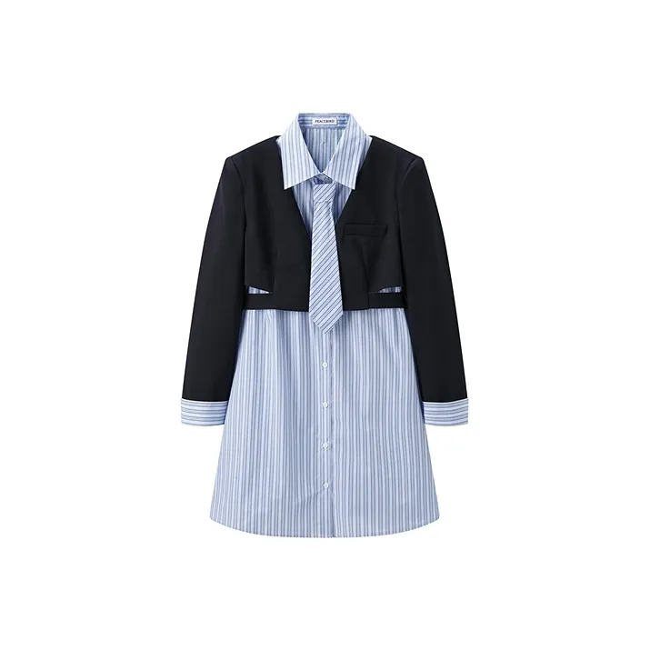 PEACEBIRD Темно-синий Женские Длинные Платья с Рукавами