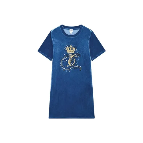 JUICY COUTURE Озерно-голубой Женские Короткие Платья с Рукавами