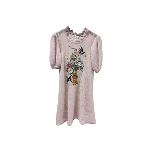 RED VALENTINO Розовые Женские Короткие Платья с Рукавами