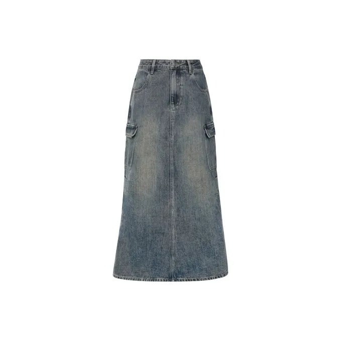 MEIYANG Деним Длинная Юбка Женская Синяя