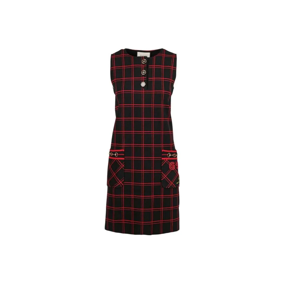 GUCCI Sleeveless Dresses Women's Black Red