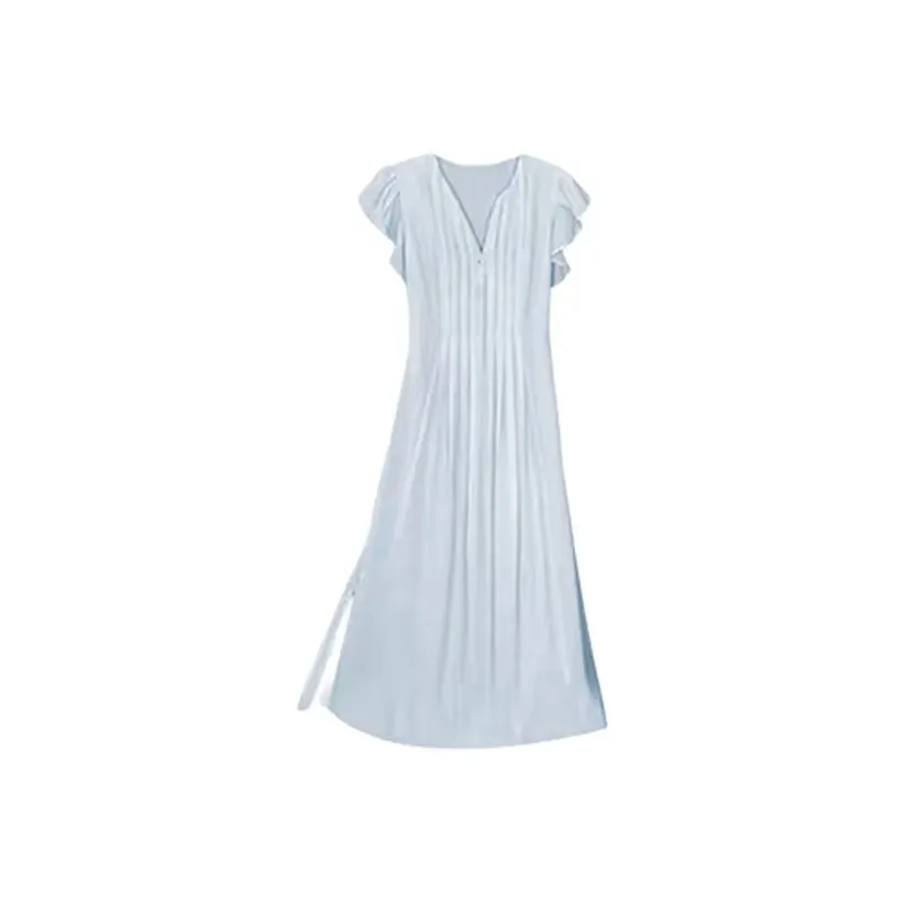 LSVE Короткий рукав Платье Женское Небесно-голубой