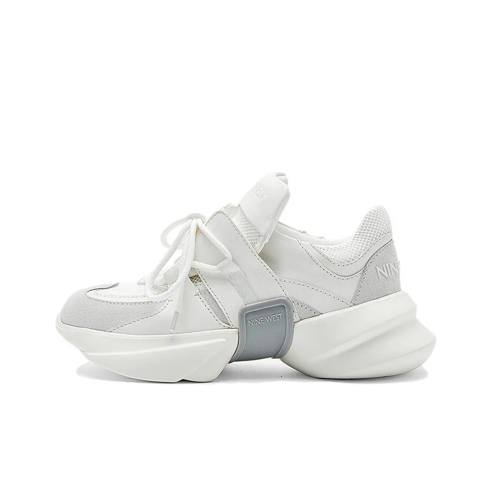 NINE WEST Low Top Chunky Sneakers Women's White Gray