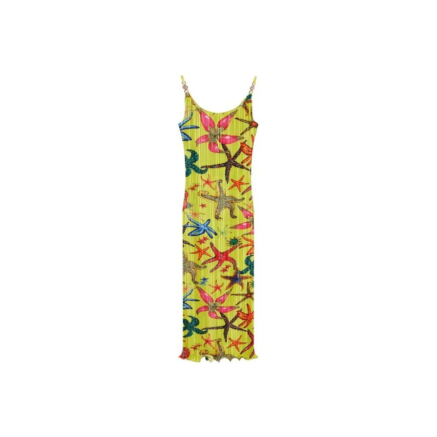 VERSACE SS22 Sleeveless Dress Women's Yellow