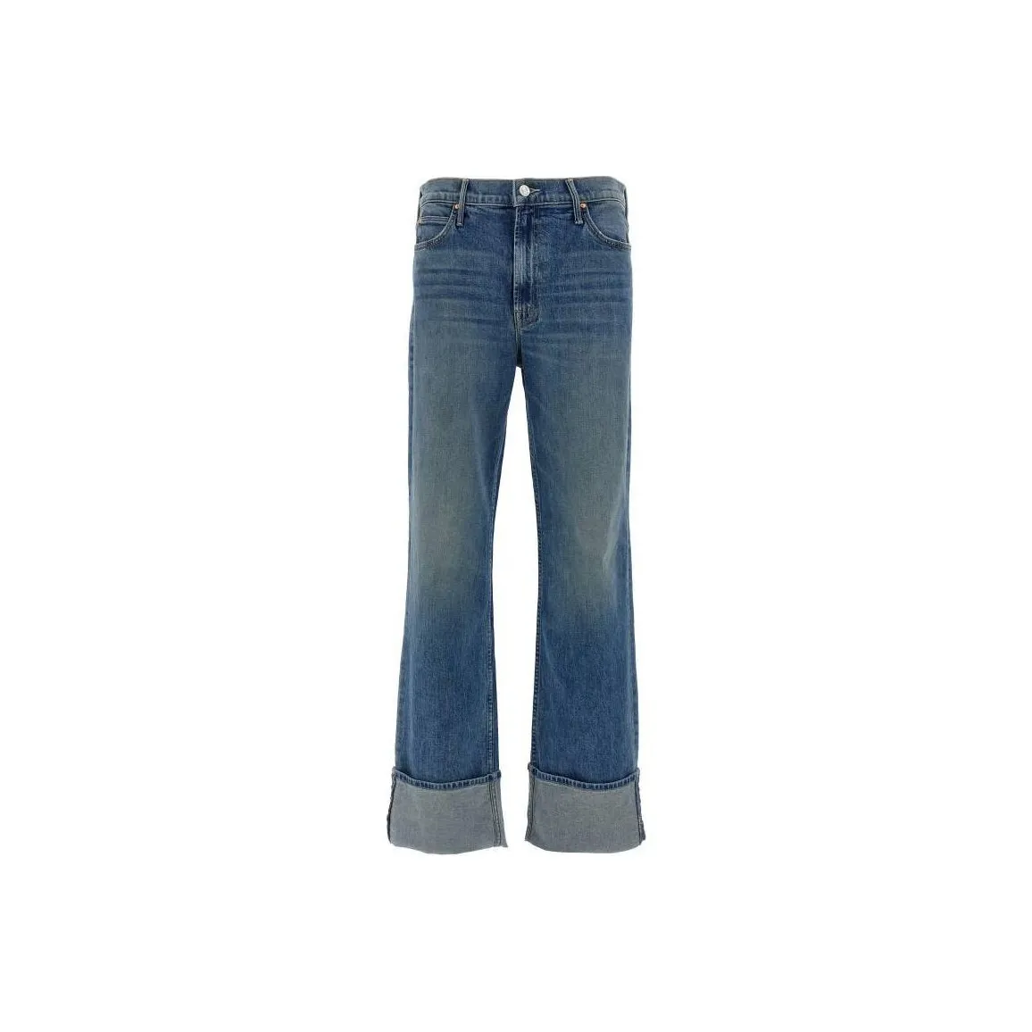 MOTHER Duster Skimp Logo Patch Straight Leg Jeans