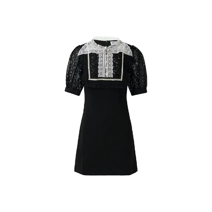 Self portrait SS21 Short Sleeved Dress Women's Black